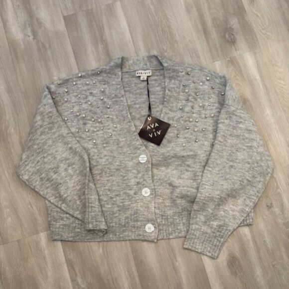 Ava & Viv Heather Gray Embellished Cardigan  NWT size 3X - Picture 4 of 5